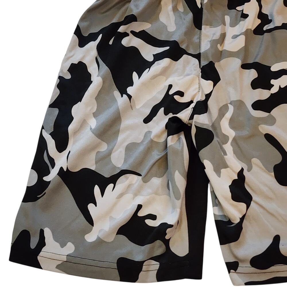 NBA Boys Basketball Shorts Size M 10/12 Black Gray Camo Athletic Drawstring - Picture 10 of 11